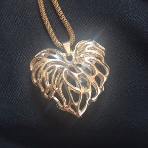 Heart shaped Gold Statement Necklace